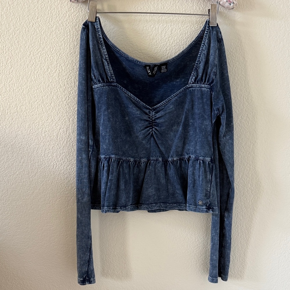 Cotton Roxy Blue Long Sleeve Women's Top